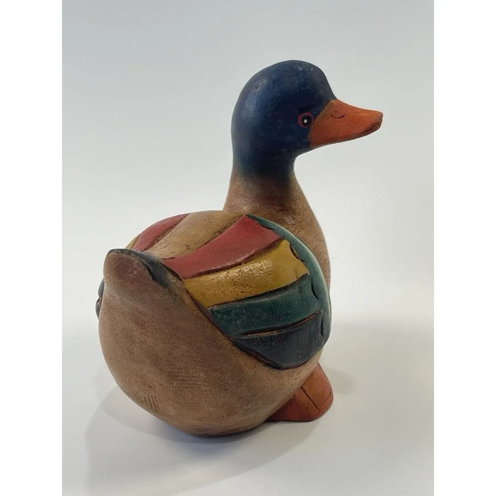 Hand Painted Carved Wooden‎ Wood Duck Decor 4.5